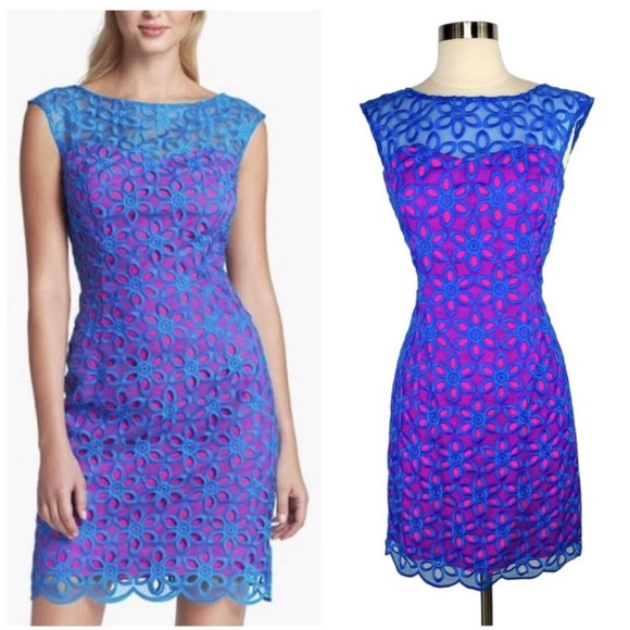 Lilly Pulitzer Dresses & Skirts - Lilly Pulitzer Selena Royce Blue Daisy Floral Eyelet Dress size 8